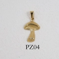 24K gold plated stainless steel mushroom charm pendant with textured stem detail - PZ04-Mushroom / Gold