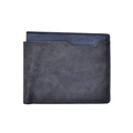 Portafoglio da uomo grigio scuro opaco con interno blu navy e logo Giebhia inciso - Nero