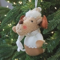 Christmas reindeer plush ornament with silver scarf on a festive lit tree - 12*15cm / Beige Reindeer