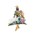 Elegant green enamel Christmas tree brooch with colorful rhinestones and gold finish - HC0729 Luxury Christmas Tree