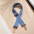 Adjustable blue and white woven geometric pattern bag strap with gold metal hooks - Jacquard Blue and White (Gold Buckle)