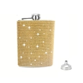 Petaca de acero inoxidable con diamantes dorados y embudo para viajes al aire libre - 6oz (170ml) / Oro Brillante