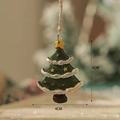 Vintage green resin Christmas tree ornament with snowy edges and star 6x4cm size - Christmas Tree