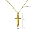Details van gouden dolkhanger met afmetingen 23x9mm en verstelbare ketting van 40+5cm - Zwaardvormige Hanger (5778674442891)