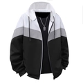 Sweat à capuche zippé pour homme avec design patchwork tricolore blanc gris et noir - S / Noir