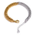 Collana a catena groumette bicolore in acciaio inossidabile oro e argento con gancio - Catena Bicolore Larghezza 9mm 18CM + Catena di Estensione 5CM