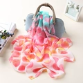 Lightweight gradient colorful polka dot chiffon scarf tied on a handbag handle - Large Polka Dot Green Pink