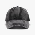 Donkergrijze gewassen denim honkbalpet met vintage versleten details op de rand - Verstelbaar / Zwart