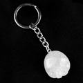 Natural crystal white agate keychain in small bear paw shape with silver metal ring - White Crystal