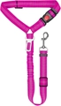 Ceinture de sécurité rose en nylon pour chien avec coutures réfléchissantes et boucle métal - Rose rouge