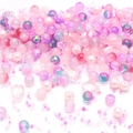 Pink DIY bead set with faux pearls, cracked and frosted glass beads for jewelry making - Sakura Pink