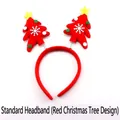Red Christmas tree headband with snowflake embroidery and gold star for holiday parties - Standard (Red Tree)