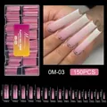 Gedetailleerde maattabel voor 150 stuks extra lange roze nagelverlengingen in 15 verschillende maten - 150 Stuks Roze Nagelvorm 03