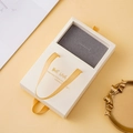 Beige drawer jewelry box with gold ribbon handle and Best Wish foil stamping - Off White (With Logo)