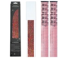 Pink glitter hair tinsel extensions with 2 clips and 16 strands of 60cm sparkling hair - 12 Pieces / Laser Watermelon Red (12-Piece Set)