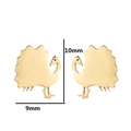 Golden peacock animal stud earrings in stainless steel, dimensions 10mm by 9mm a pair - Peacock / Gold
