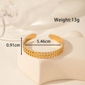 Gold plated stainless steel open cuff bracelet with dual row hollow chain texture - Double Row Hollow Chain