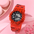 Red anime character sports watch with dual display and waterproof digital movement - Orange