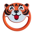 Funny tiger-shaped silicone baby teether with ergonomic easy-grip orange handle ring - Pull Ring Tiger Teether