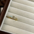 Golden S925 silver ring featuring a light blue enamel bow and a small pearl accent - J5253-Light Blue Enamel Open