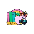Colorful silicone school theme beads featuring apple, pencil and rainbow designs - School Supplies Combo