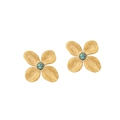 Orecchini a trifoglio dorati con pietra turchese e petali con trama fine - Orecchini / 2# Orecchini Turchese Oro