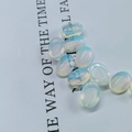Oval milky white synthetic opal loose stones with blue sheen for jewelry inlaying - 6*8mm / Opalite