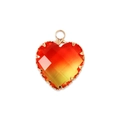 Gradient red and yellow glass heart pendant with gold edge for DIY jewelry making - Style 6-Red Yellow Gradient