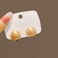 Elegant champagne gold pearl stud earrings in a retro star design for women - Double Semicircle Ball Artificial Pearl Studs (E5353)
