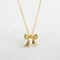 Elegant gold bow pendant necklace with polished O-chain for women minimalist jewelry - Gold Bowknot Necklace (Simple) / Gold