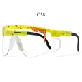 AVIP cycling sunglasses with yellow red-spatter frame and clear UV400 lenses - Transparent Lens - Red Splatter Yellow Frame (C38)