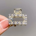 Elegant gold square hair claw clip with sparkling rhinestones for high ponytail - #4 Square Full Rhinestone (2cm)