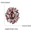 Broche vintage dorado con piedra ovalada púrpura y diamantes, 6,5x5,5 cm - Morado