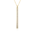 Detailed view of a gold-plated vertical bar necklace with pavé-set square cubic zirconia - Vertical Bar Inlaid Zirconia Style (h238)