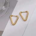 Minimalist triangle titanium steel earrings in 18K gold finish with modern geometric design - Gold Minimalist Triangle Hoop