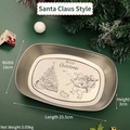 Silver rectangle tin Christmas tray with Santa Claus print 25.5x16x3cm serving plate - Santa Claus