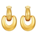Orecchini a cerchio a C in acciaio inossidabile placcato oro 18K stile vintage francese - Oro