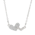 Collier cœur argenté avec zircons scintillants et pendentif torsadé sur chaîne fine - Double Cœur En Strass (K Blanc K-1115)