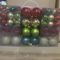 Christmas ball ornament set with mixed red green and gold glitter and matte finishes - 100pcs Pack / Red Gold Dark Green