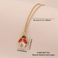 Collana con pendente a coccinella rossa con zircone bianco e catena in acciaio dorato - Stile Coccinella con Zirconia Singola (1#)