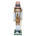 30cm shepherd nutcracker wooden ornament with shepherd staff and sheep carving - Shepherd