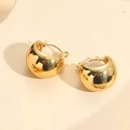 Minimalist chunky golden dome hoop earrings with a mirror polished metallic finish - Smooth Dome Hoop Earrings / Gold
