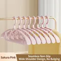 6-pack of cherry pink wide shoulder non-slip plastic hangers for clothes protection - Sakura Pink (1PC)