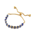 Adjustable titanium steel bracelet with blue natural turquoise beads and gold beads - Sodalite Gold Color (KB151890-Z)