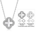 Collar de plata S925 con colgante de hoja reversible de circón y nácar blanco - Plata 925 / Oro Blanco