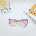 Chic square oversized sunglasses in pink and blue rainbow gradient with glitter - Colorful