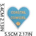Detailed view of heart-shaped coastal cowgirl embroidery patch with size dimensions - Heart Coastal Cowgirl