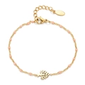 Detail of adjustable 18k gold plated tree of life bracelet with light pink enamel beads - Pink