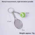 Miniature green tennis ball and silver racket keychain for sports fans and souvenirs - 2cm Small Dark Green Tennis Ball + Silver Racket