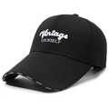 Schwarze Baseballkappe mit Vintage Yourself Stickerei und Sport Aufdruck am Schirm - Verstellbar / Schwarz (Weiße Stickerei)